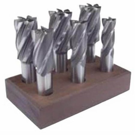 Morse End Mill Set, 6Piece NonCenter Cutting Regular Length Single End, Series 1897, 34 ArborShank,  45021